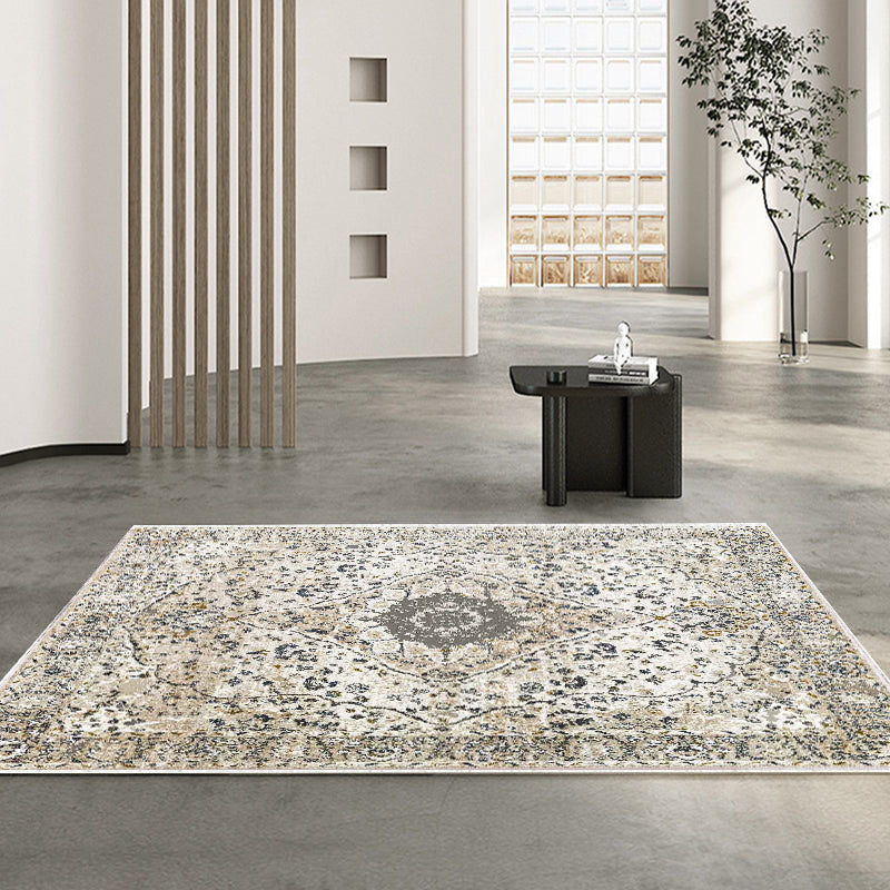 Queen vintage beige floral soft and shinny carpet