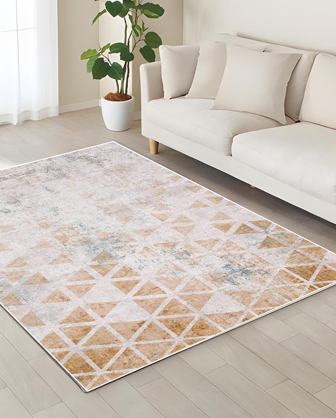 Vinylteppich modernes beige und orange dreiecksmuster Kitty