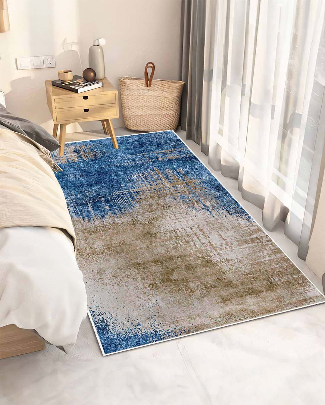 Rana fantastischer blauer und beiger moderner weicher Teppich