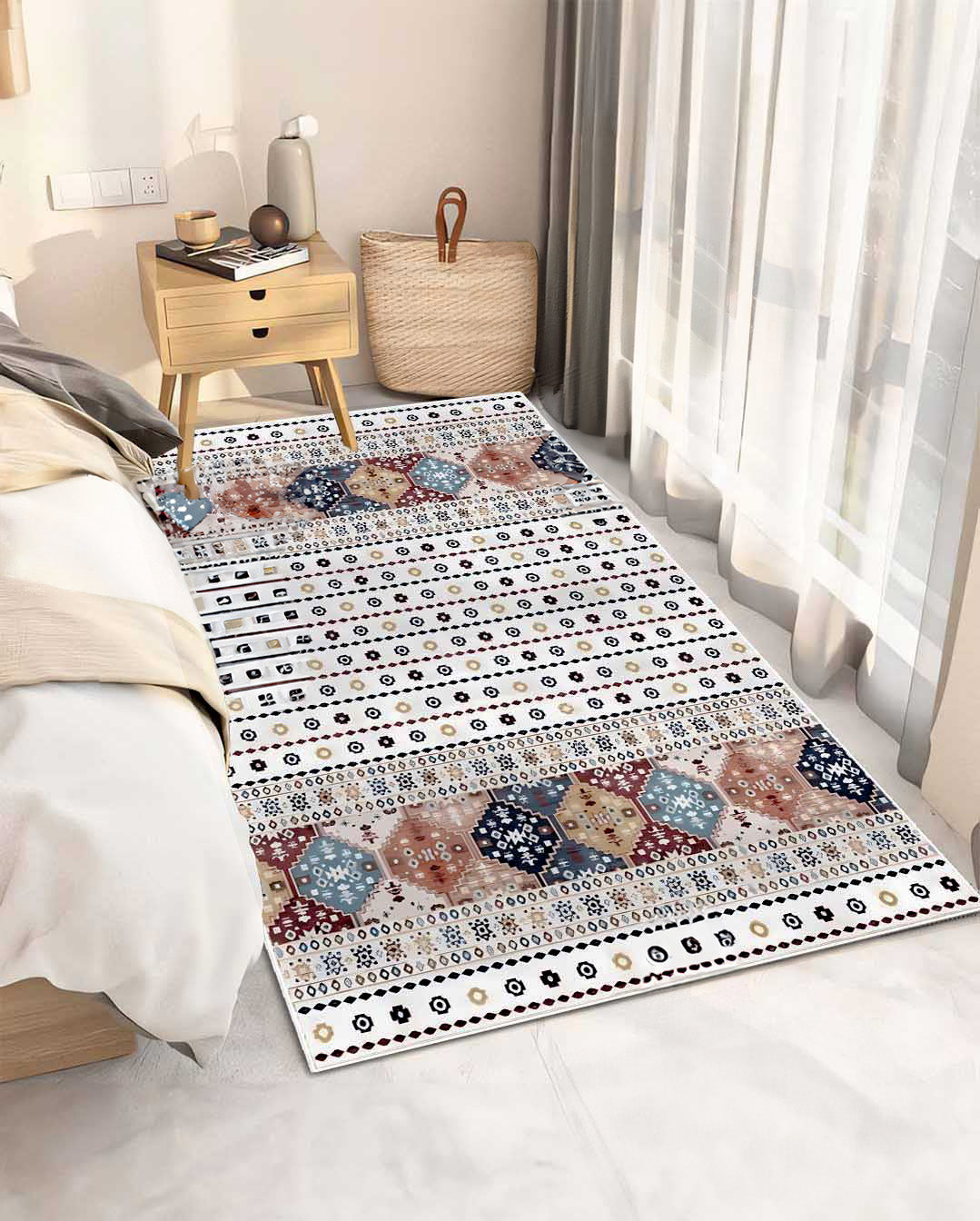 Nataly modern kilim white and colorful carpet