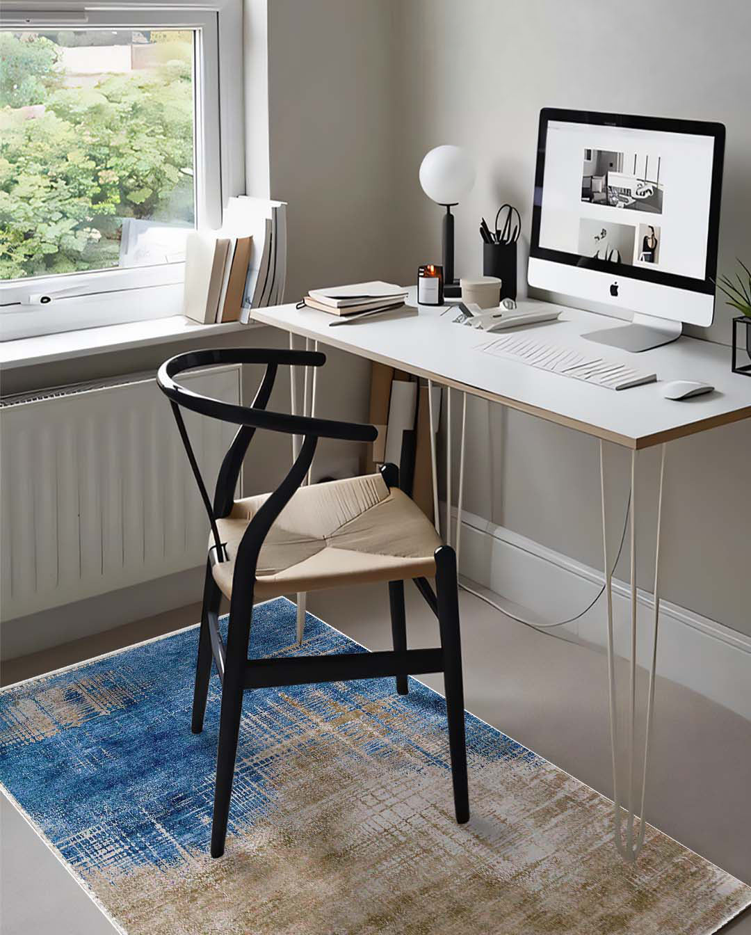 Rana fantastischer blauer und beiger moderner weicher Teppich