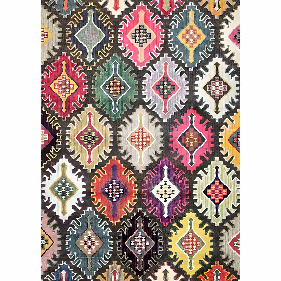 Kilim Teppich Bunt – Ethno Teppich im Boho-Stil mit traditionellen Mustern