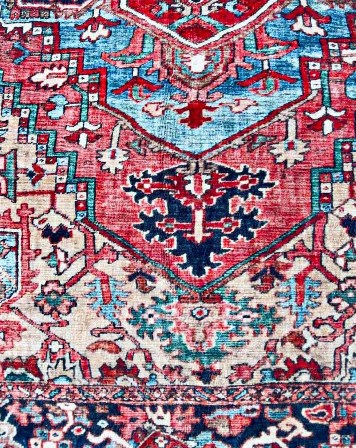 Orientteppich Rot Blau – Klassischer Vintage-Teppich mit Medaillonmuster