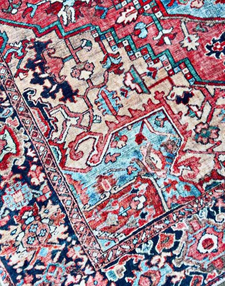 Orientteppich Rot Blau – Klassischer Vintage-Teppich mit Medaillonmuster