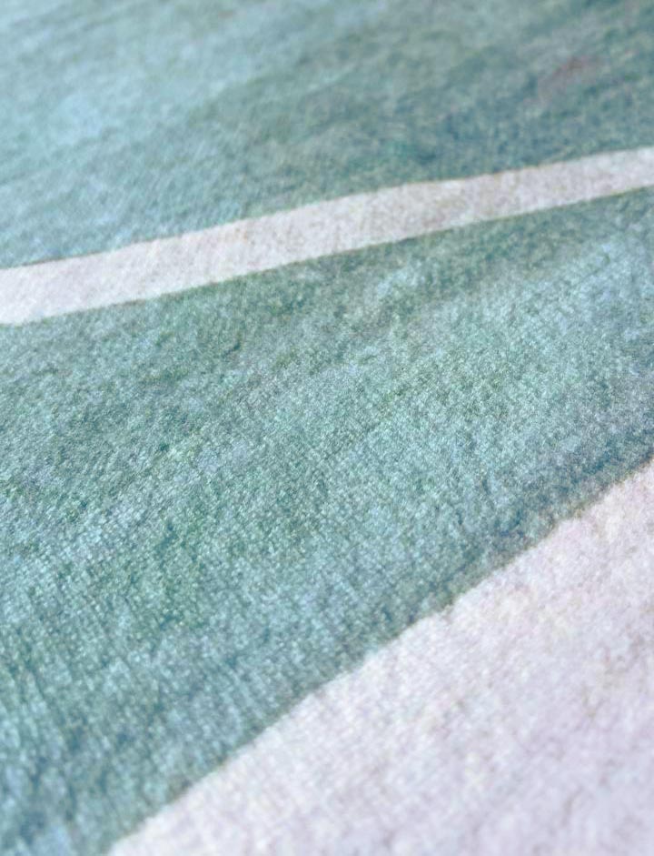 Moderner Teppich mit tropischem Blättermuster – Beige Mint für Wohnzimmer & Schlafzimmer