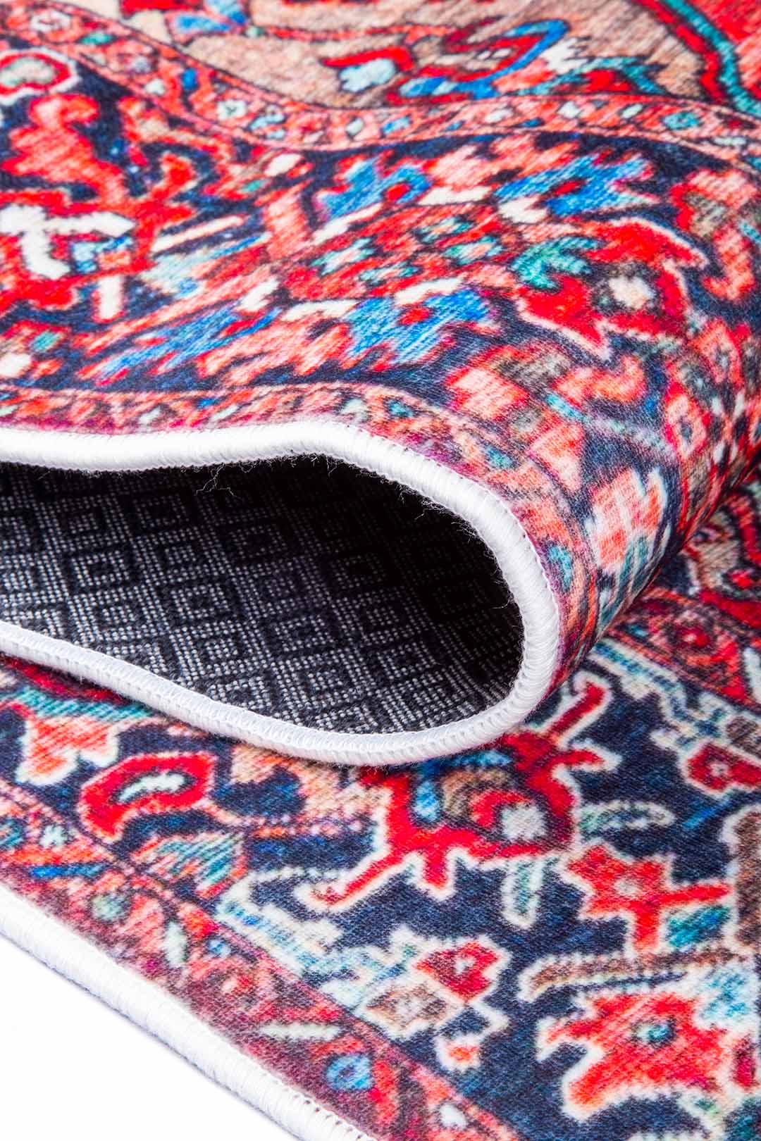 Orientteppich Rot Blau – Klassischer Vintage-Teppich mit Medaillonmuster