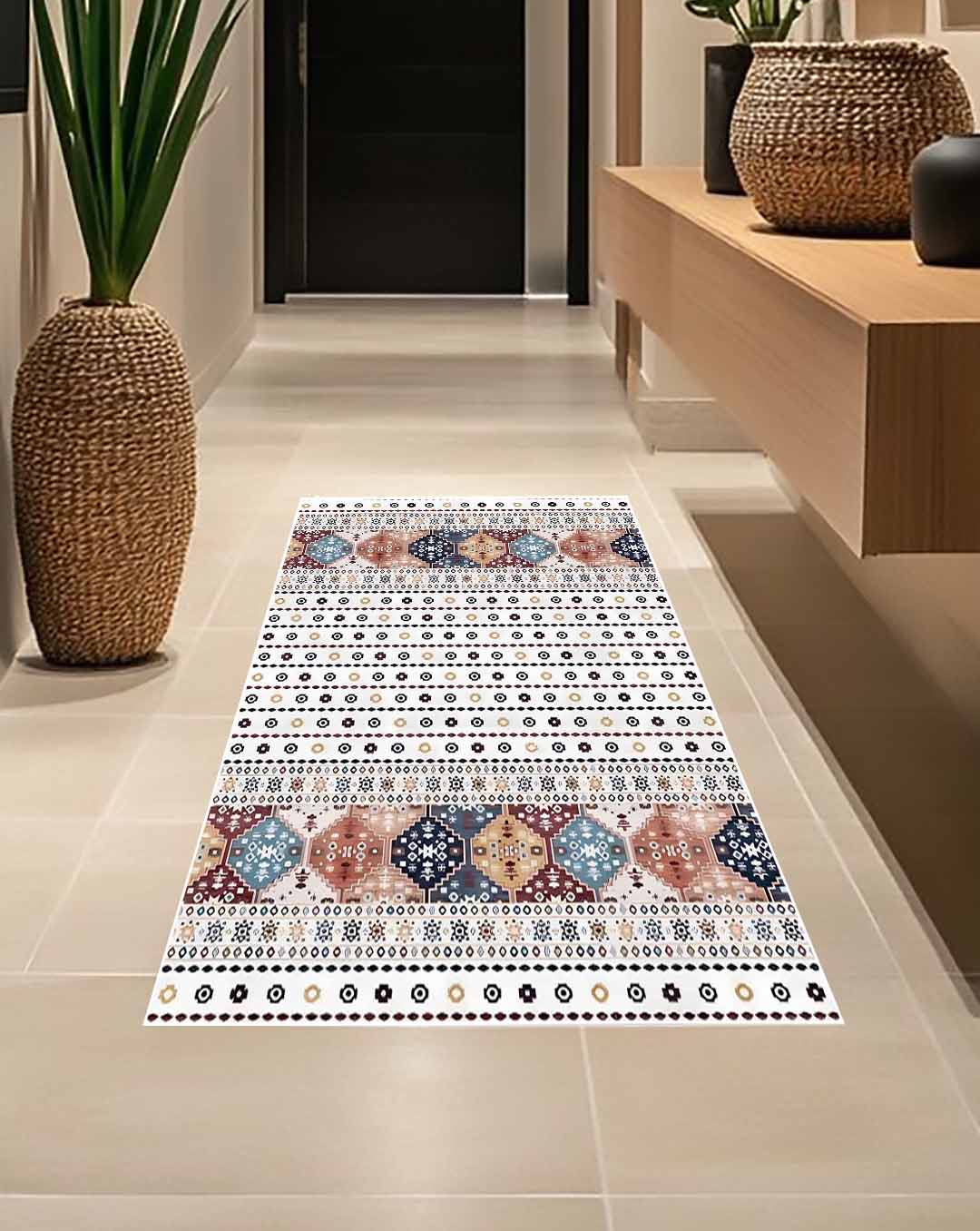 Nataly modern kilim white and colorful carpet