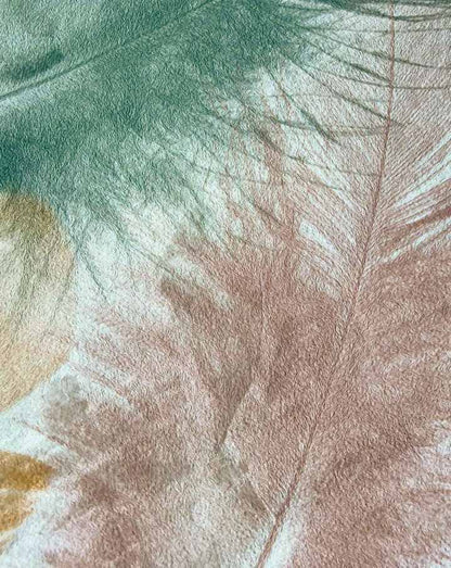 Teppich mit Federmuster Rosa Mint Beige 
