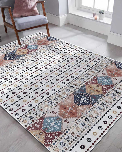 Nataly modern kilim white and colorful carpet