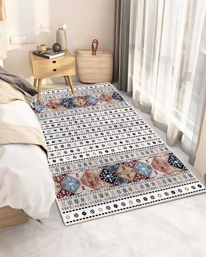 Nataly modern kilim white and colorful carpet