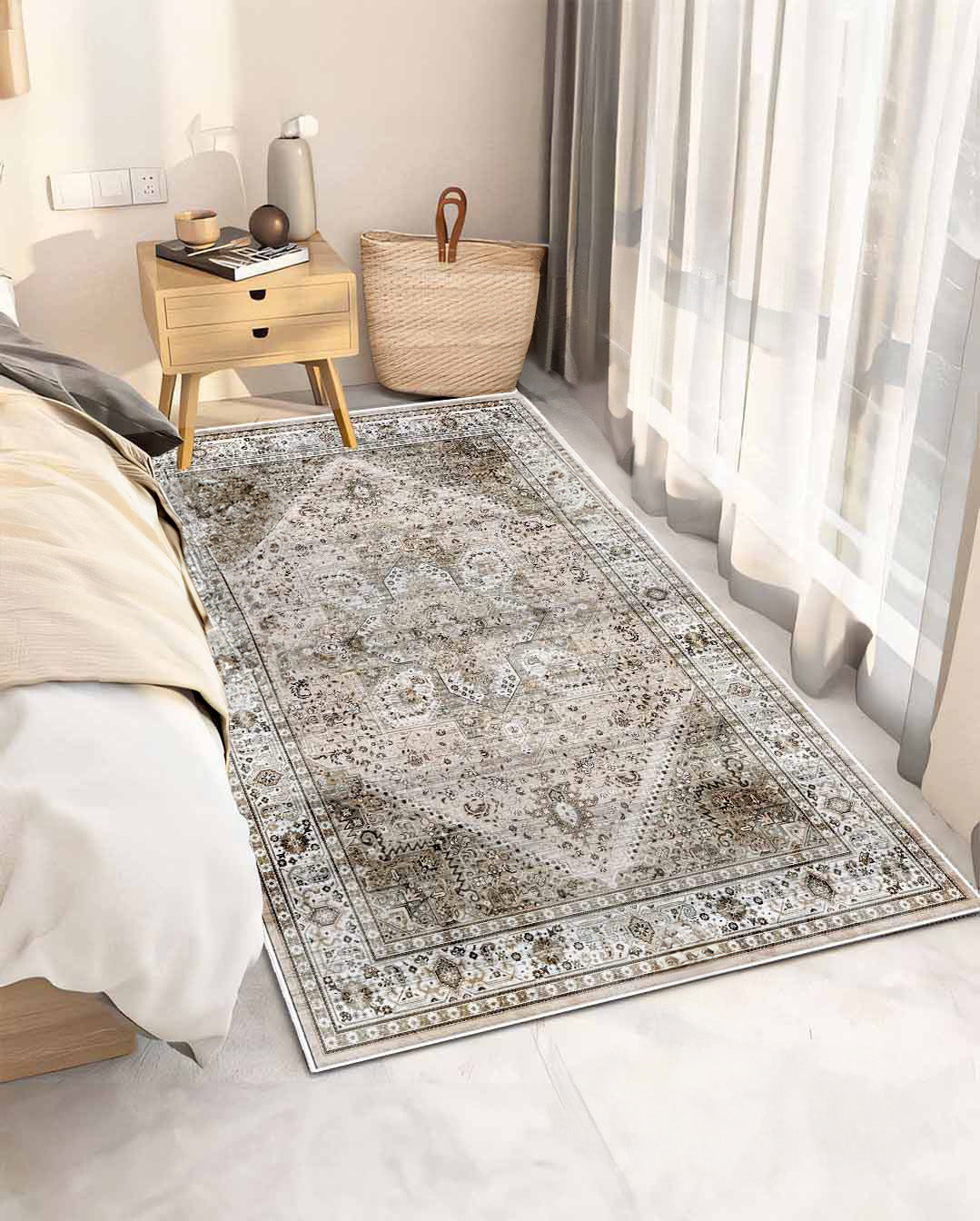 Weicher und glänzender Fofa-Vintage-Kaffeeteppich 