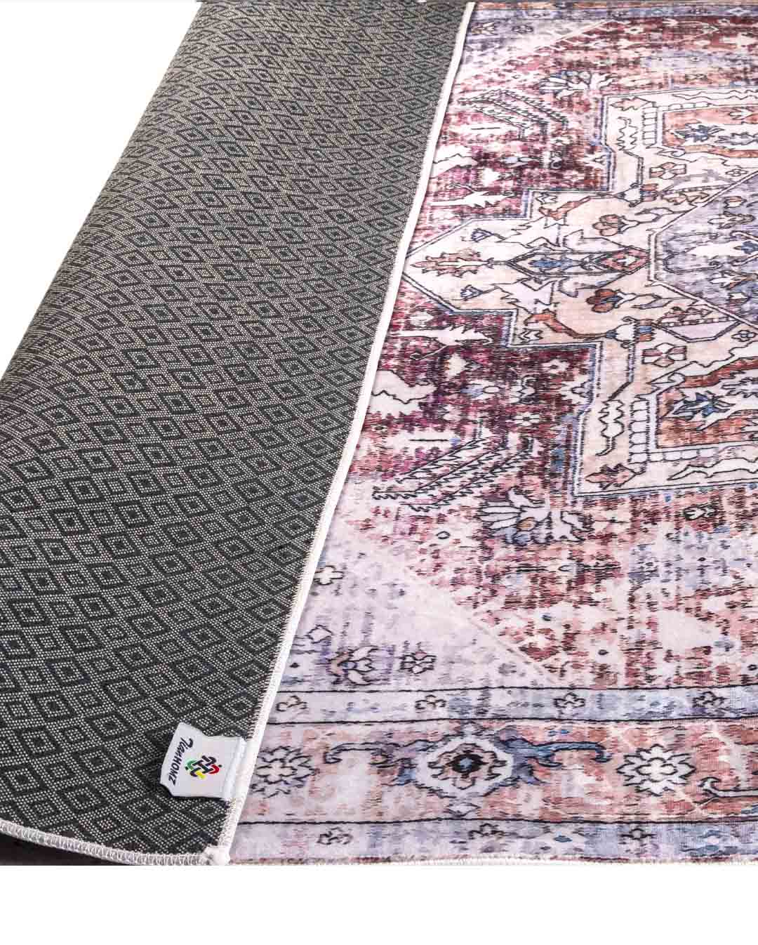 Weicher und glänzender Vintage-Teppich „Hend“ in Dunkelrot 