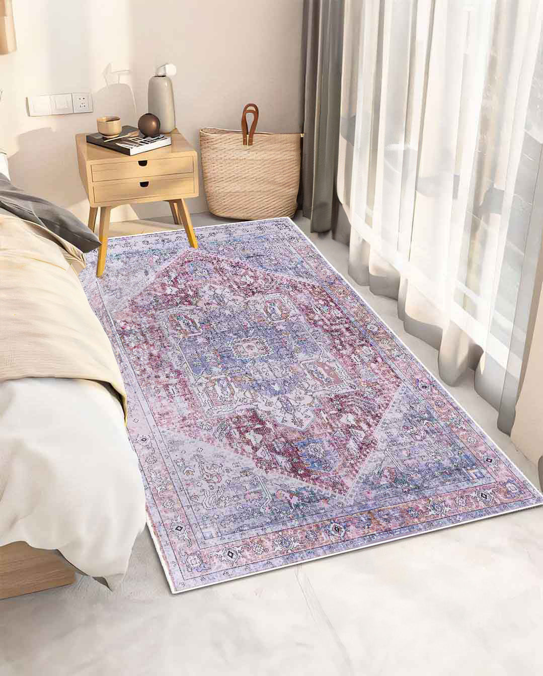 Weicher und glänzender Vintage-Teppich „Hend“ in Dunkelrot 