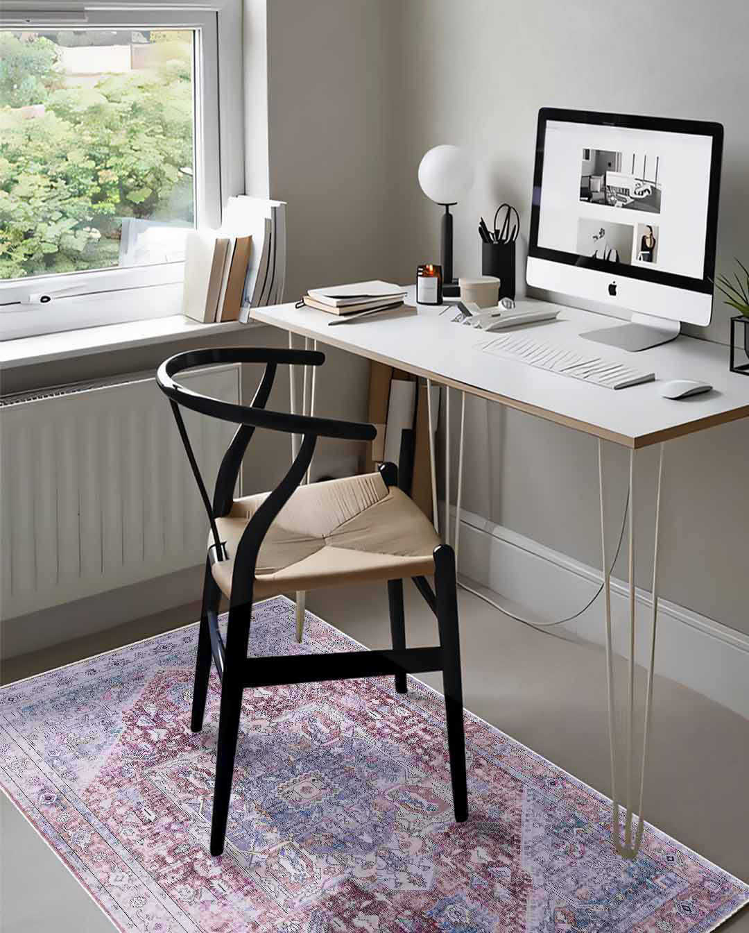 Weicher und glänzender Vintage-Teppich „Hend“ in Dunkelrot 