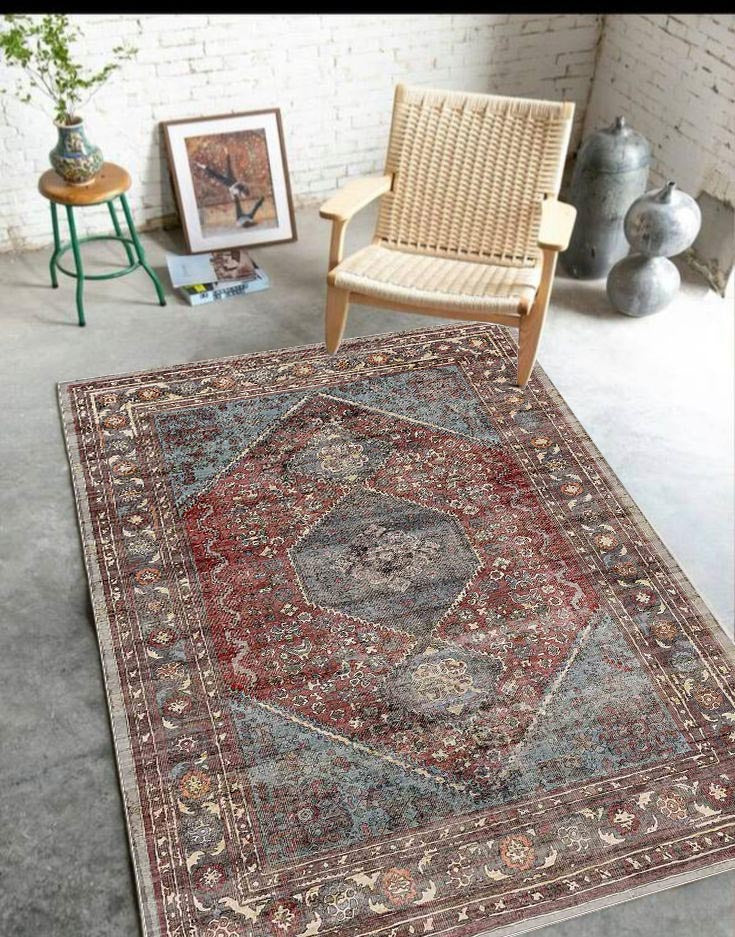 Marian Vintage bunter weicher und glänzender Teppich 