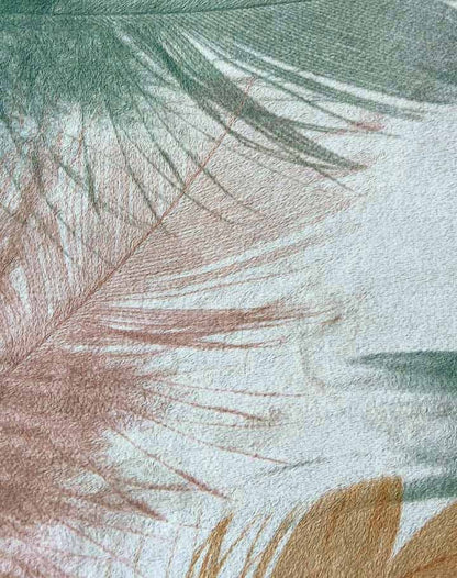 Teppich mit Federmuster Rosa Mint Beige 
