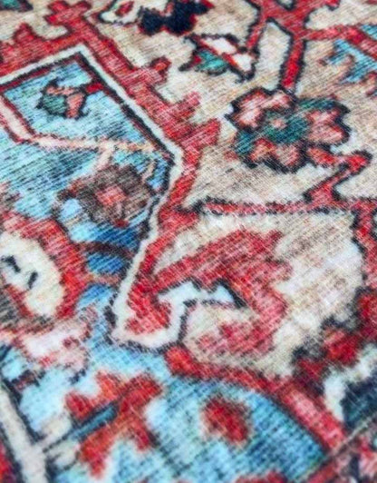Orientteppich Rot Blau – Klassischer Vintage-Teppich mit Medaillonmuster


