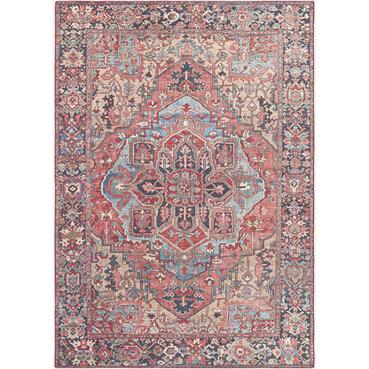 Orientteppich Rot Blau – Klassischer Vintage-Teppich mit Medaillonmuster

