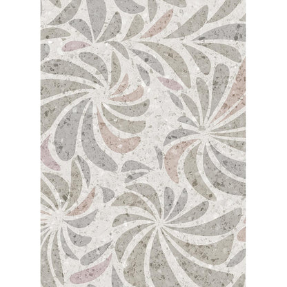 Teppich mit abstraktem Blumenmuster Beige Grau

