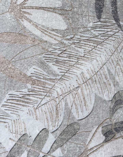Moderner Teppich mit Blättermuster – Beige Grau Wohnzimmer Teppich