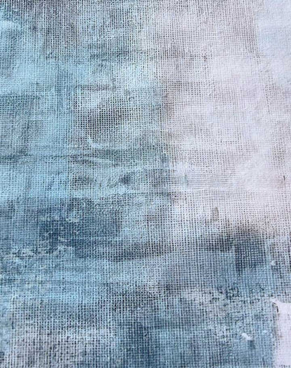 Moderner Teppich Abstraktes Design Blau Grau – Künstlerischer Wohnzimmerteppich