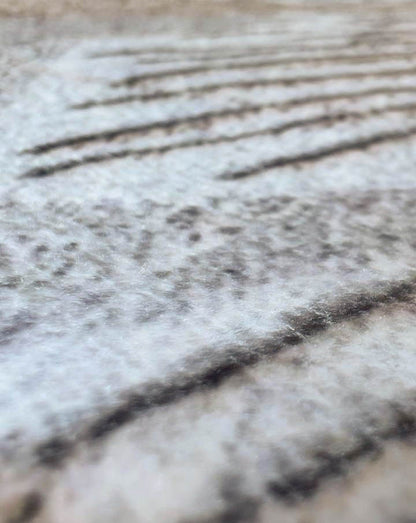 Moderner Teppich mit Blättermuster – Beige Grau Wohnzimmer Teppich