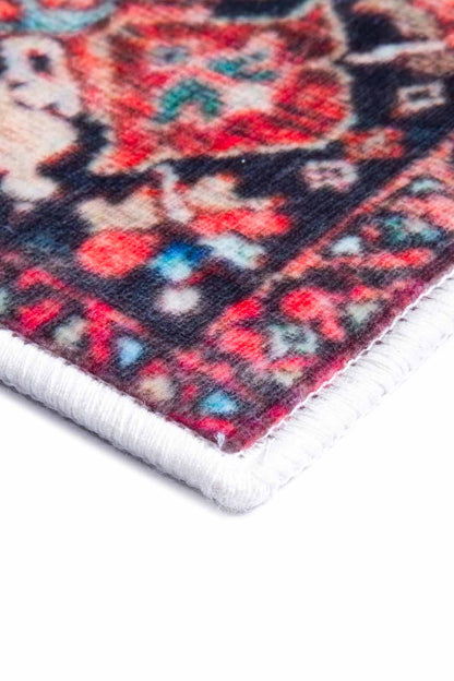 Orientteppich Rot Blau – Klassischer Vintage-Teppich mit Medaillonmuster

