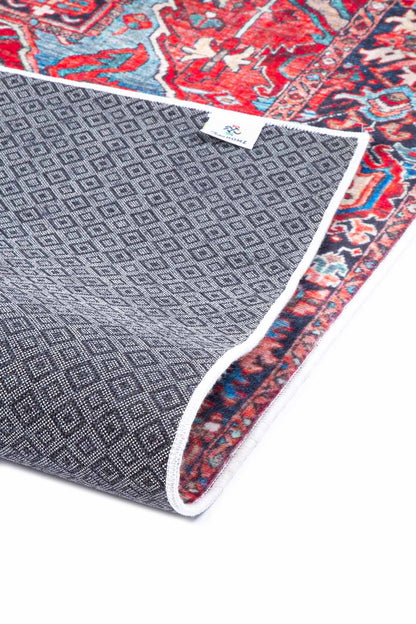 Orientteppich Rot Blau – Klassischer Vintage-Teppich mit Medaillonmuster

