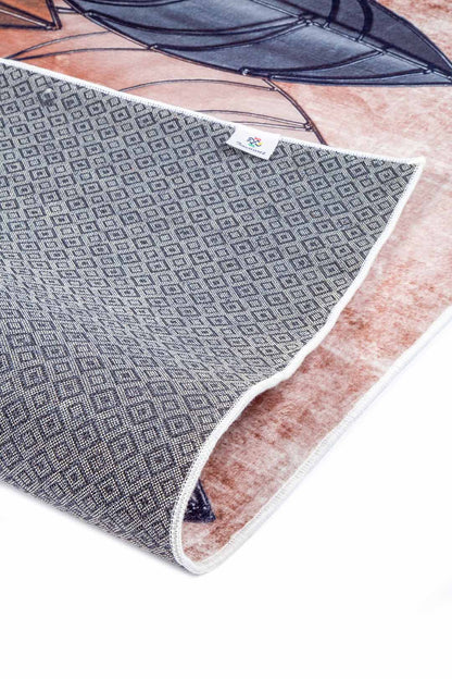 Moderner Teppich mit Blätterdesign Grau Beige – Stylischer Wohnzimmerteppich im 3D-Look