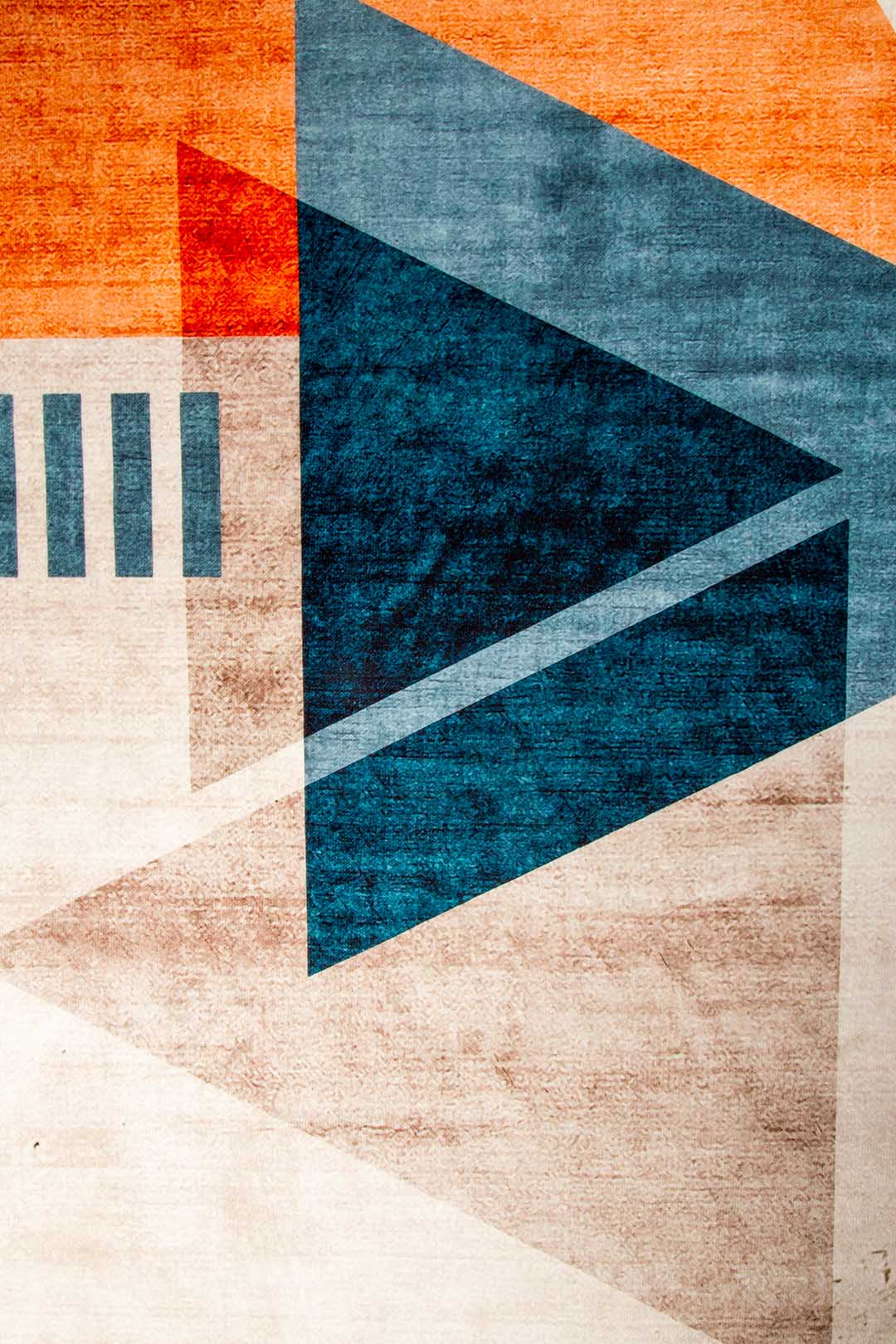 Moderner Teppich Geometrisches Muster Rosa Blau – Designerteppich im Retro-Stil