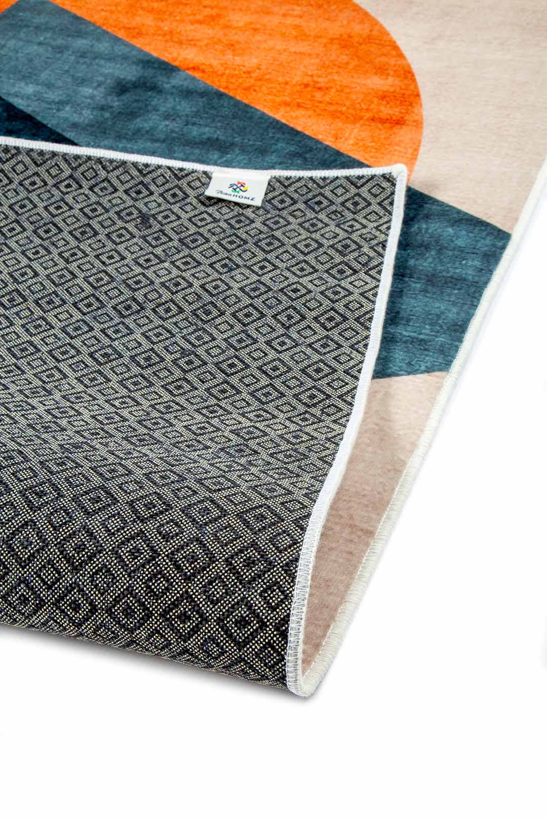 Moderner Teppich Geometrisches Muster Rosa Blau – Designerteppich im Retro-Stil