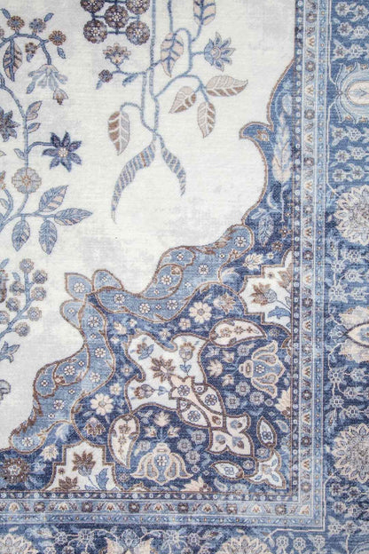 Kék Elegancia – Klasszikus Virágmintás Szőnyeg