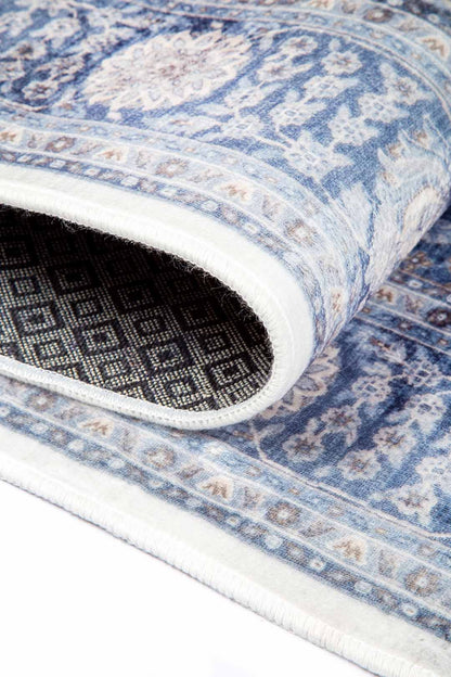 Kék Elegancia – Klasszikus Virágmintás Szőnyeg