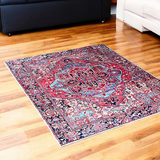 Heriz Persian-Style Rug – Red & Blue Harmony