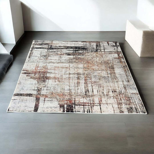 Moderner Teppich Beige Braun – Geometrisches Muster im Urban Style