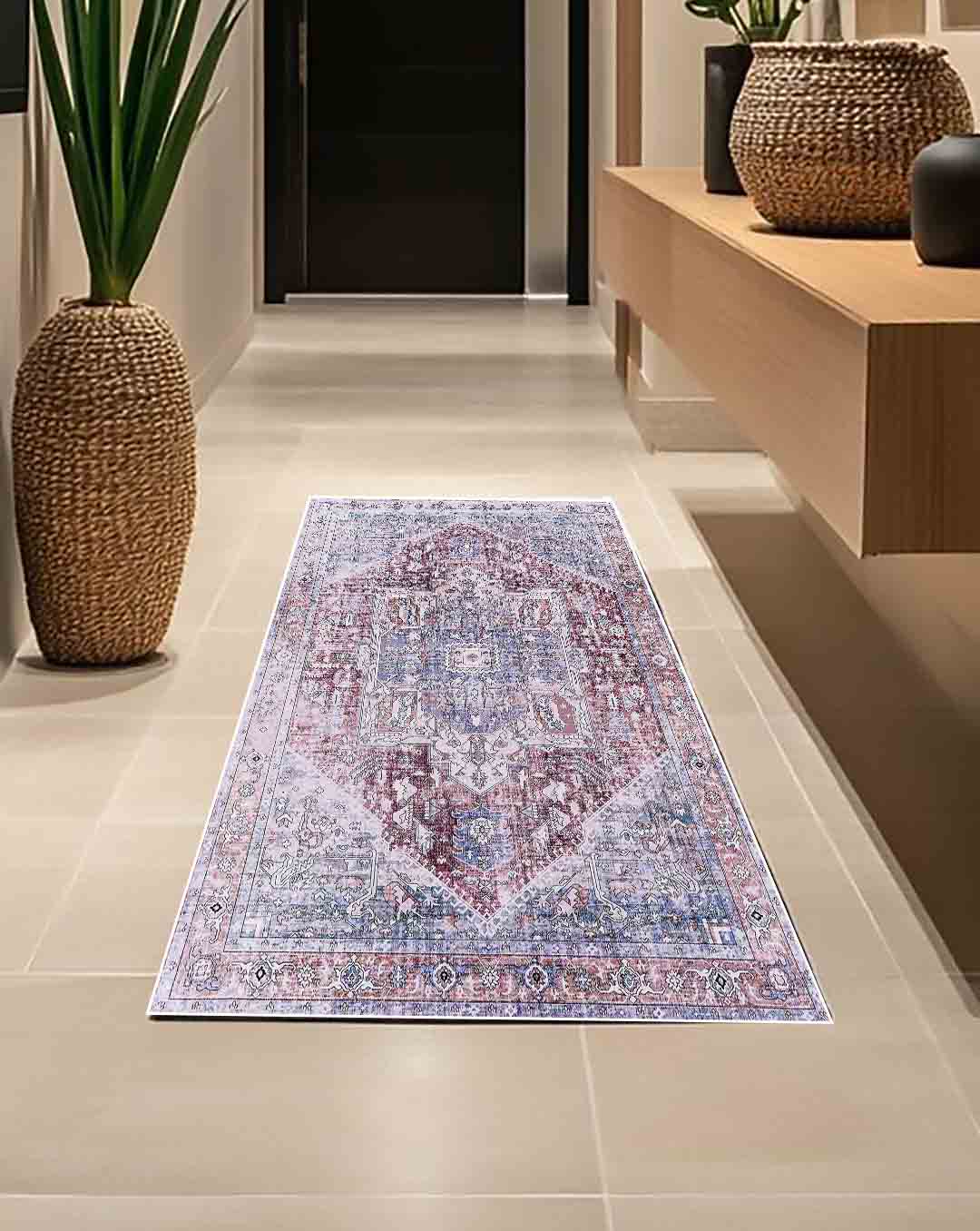 Weicher und glänzender Vintage-Teppich „Hend“ in Dunkelrot 